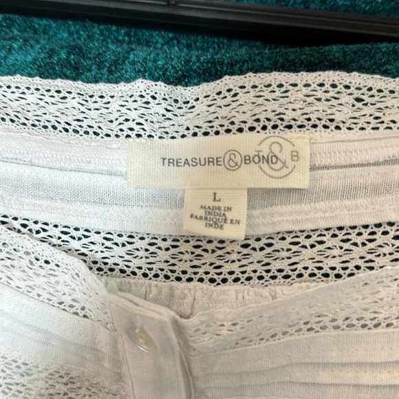 Linen blend ladies sleeveless blouse, size L, white - Picture 3 of 6